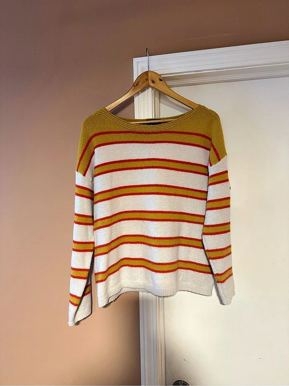 Lumière Striped Crew Neck Sweater in Yellow & White